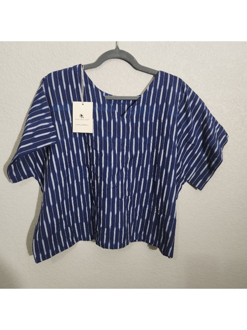 Noonday Collection Blue Cotton Womens Top Size 2 Striped Lightweight